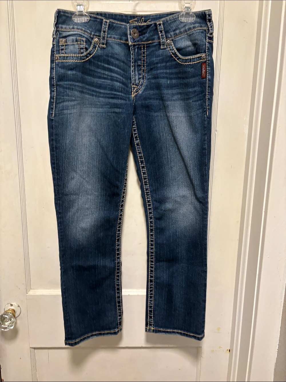 Silver Jeans Suki Capri Women's Medium Blue Stretch Denim Jeans 30W
